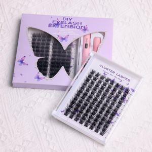 プライベートブランド再利用可能PBTファイバーつけまつげエクステキットDIYカスタムマンガクラスターラッシュセットナチュラルロング厚めクロス - Product Image 2