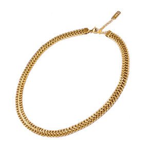 Chaîne en corde de blé plaqué or 18k en acier inoxydable, 7mm de large, 35 + 5cm, collier ras du cou, bijoux tendance - Product Image 2