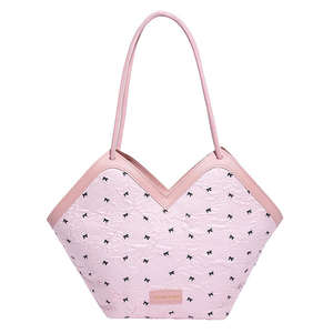 Sac à main décontracté de grande capacité, de haute qualité et à la mode, avec un beau nœud imprimé en dentelle - Product Image 3