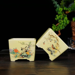 Vasi Quadrati in Ceramica Smaltata di Alta Qualità per Esterni, Impermeabili, per <span class=keywords><strong>Fiori</strong></span> e Piante, Ideali per Giardino - Product Image 1