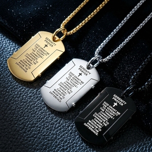 Collier militaire en acier inoxydable pour homme, pendentif alphanumérique « Prière de la Sérénité », chaîne en acier inoxydable, style urbain tendance - Product Image 1