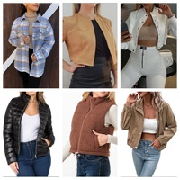Veste courte en laine d'agneau d'hiver, vêtements pour femmes d'occasion, soldes