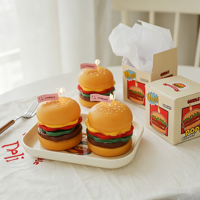 Bougies parfumées en cire de soja en forme de burger mignonnes pour décorer la table d'anniversaire, ambiance festive, bougie aromatique amusante en forme de nourriture