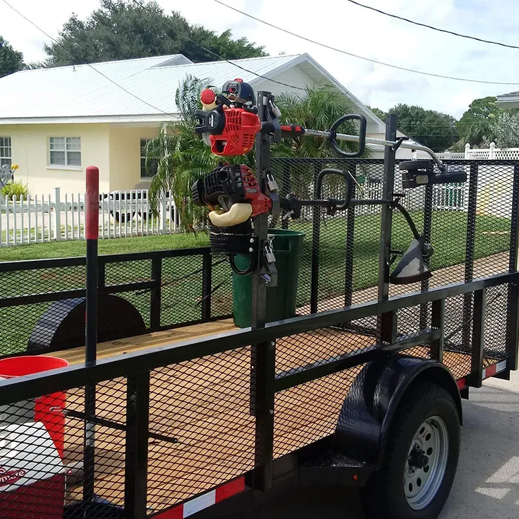 Jh-mech Rak Pemangkas Rumput 3 Tempat, Pemegang Garis Penghias dengan Kunci Cocok dengan Trailer Tertutup Truk