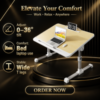 Bureau portable pliable de haute qualité pour ordinateur portable, support réglable en hauteur, table d'appoint portable avec tiroir pour le travail à domicile ou au bureau