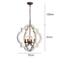 Lustre en bois de style campagnard à 4 lumières, lanterne géométrique blanche vieillie, suspension pour salle à manger, îlot de cuisine, entrée