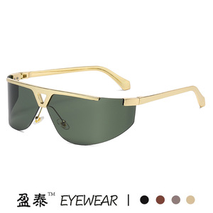 Lunettes de soleil incurvées intégrées Y2K, monture en métal, verres en PC, protection UV400, lunettes de sport, couleur argent - Product Image 4