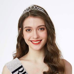 BIRTHDAY QUEEN Party Girl Hair Band Ceremonial Belt Crown Set <span class=keywords><strong>Rose</strong></span> Onion pink Shoulder Strap - Product Image 2
