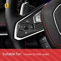 Accessoires d'intérieur de voiture en Fiber de carbone ES pour Corvette C8 accessoires de voiture garniture de clé de volant en Fiber de carbone