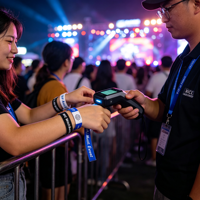 Bracelet tissé élastique NFC personnalisé avec puce RFID pour l'identification, la lecture d'URL et la mode (vente au détail)