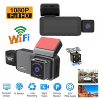 3.4 pouces écran 3 caméra Dash Cam 1080p avant et intérieur WiFi véhicule boîte noire enregistreur de conducteur pour Taxi Split-écran usine