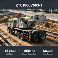 Grue montée sur camion d'occasion 100t, flèche en U à 6 sections de 60,5 m, châssis 8x4, vitesse de 89 km/h pour la construction routière
