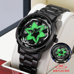 Futuristic Mens Unique Spinning Gear <b>Watch</b> Black <b>Case</b> Red Geometric Dial Quartz Wristwatch Sport Timepiece - Product Image 2