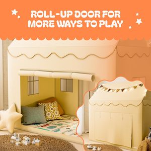 Enfants garçons filles intérieur extérieur Beige Polyester jouets tente fenêtre Playhouse princesse château enfants jouet tente - Product Image 5