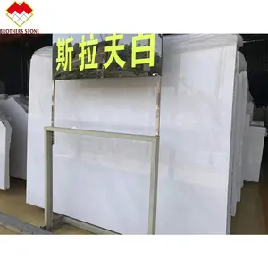 Marble Stone Slab Price High End Pure White Marble Stone Slavic Marble Tiles Polished Big Slabs White Grey Grains Marble