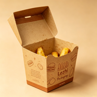 Boîte à frites en papier kraft jetable, boîte à emporter jetable pour la restauration rapide, boîte d'emballage pour nuggets de poulet frit