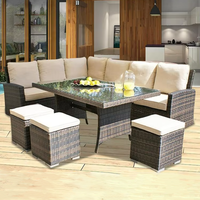 Großhandel Aluminium Garden Sectional Lounge Set Gartenmöbel Moderne Nordic Sectional Wicker Rattan Patio Sofa für Land