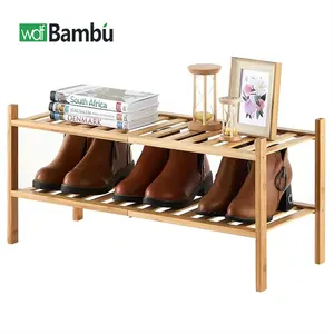 Wholesale 2-tier Folding Shoe Racks Amp Stands Wooden Bamboo Stackable Storage Organizer Shoe Rack