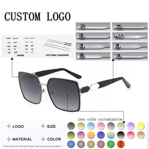 Custom Logo Square Metal <b>Sunglasses</b> Retro <b>Oversized</b> Full Rim Polarized UV Protection Unisex Sun Glasses - Product Image 2