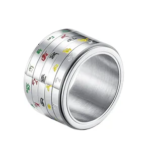 <span class=keywords><strong>Légende</strong></span> tibétaine Bague Caishen à cinq voies Jaune Blanc Rouge Noir Vert Dieu de <span class=keywords><strong>la</strong></span> richesse Bague rotative en acier inoxydable - Product Image 1
