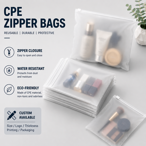 CPE Zipper <b>Bags</b> Reusable Durable Protective Water Resistant Cosmetic Storage Packaging Custom Logo Available - Product Image 1