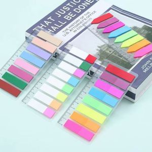 Marcadores de Página Adhesivos Fluorescentes Multicolor con Regla, Bloc de Notas Adhesivas, Útiles de Oficina y Papelería Escolar - Product Image 1