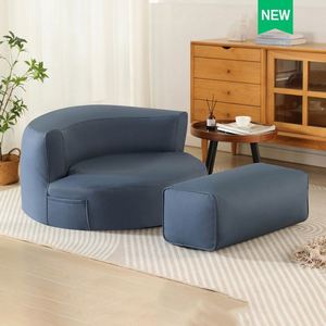 Canapé pouf ergonomique Maxfree en tissu technique de luxe avec rembourrage en EPS, en cuir microfibre imperméable, avec tabouret - Product Image 6