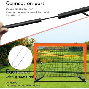 Lot de 2 Buts de Football Portables Orange pour Enfants, Pliables, pour Jardin, Intérieur et Extérieur - Product Image 5