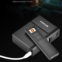 Étui à cigarettes pour homme FOCUS 20 pièces, briquet rechargeable USB détachable