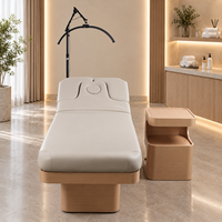 Table de soin esthétique à 4 moteurs avec design imitation bois pour spa médical et esthétique, lit de traitement pour esthéticienne, lit d'épilation pour esthéticienne