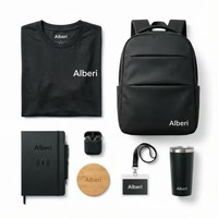 Kit de bienvenue pour employés avec logo personnalisé, comprenant un sac à dos pour ordinateur portable, un carnet et une bouteille d'eau isotherme, boîte de cadeaux promotionnels pour entreprise