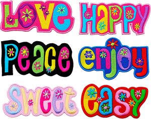 Love Peace Happy Sweet Happy Custom Letter Patches Mini White Bulk Packs Daisy Flower Design Embroidery Colorful Flower Patch - Product Image 1
