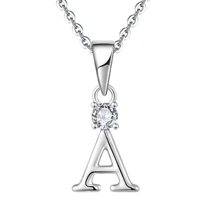 2024 Popular Jewelry Custom ZIRCON Diamond Letter Pendant Sterling Silver Initial Charm Initial Necklace