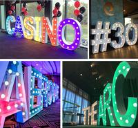 Lettres lumineuses LED RGB personnalisées pour extérieur, enseignes lumineuses LED RGB avec ampoules pour événements, mariages, fêtes, fournitures de décoration