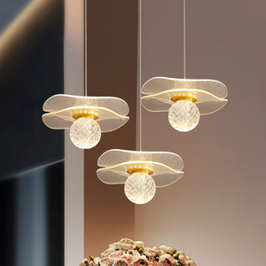 Modern Crystal Hanging Luxury Lamp Lotus <b>Leaf</b> Style Led Chandeliers Pendant <b>Lights</b> Decor Lighting for Home Kitchen Island - Product Image 1