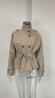Manteau trench pour femme, veste courte de couleur unie inspirée des créateurs, vêtements d'extérieur légers
