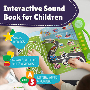Livre sonore interactif éducatif pour enfants d'âge préscolaire : Apprentissage des lettres et des mots, <span class=keywords><strong>phonétique</strong></span> et musique - Product Image 2