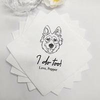 Serviettes de cocktail personnalisées en papier écologique pour chiens et chats - Cadeaux de mariage et de fête nuptiale style romantique avec impression numérique