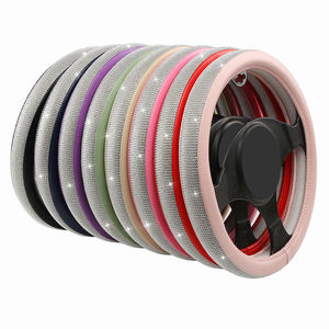 Funda Protectora <span class=keywords><strong>para</strong></span> <span class=keywords><strong>Volante</strong></span> <span class=keywords><strong>de</strong></span> Coche <span class=keywords><strong>de</strong></span> Cuero Brillante <span class=keywords><strong>para</strong></span> <span class=keywords><strong>Mujer</strong></span>, con Cristales <span class=keywords><strong>de</strong></span> Estrás, 4 Radios, Accesorios <span class=keywords><strong>de</strong></span> Decoración Interior <span class=keywords><strong>para</strong></span> Coche - Product Image 1
