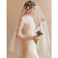 Gaun Pengantin Model Terbaru 2025 untuk Wanita, Ekor Pendek, Ukuran Besar, Meniruskan Tubuh, Model Fishtail Sederhana, Berbahan Lace, Tanpa Punggung, Cocok untuk Bepergian
