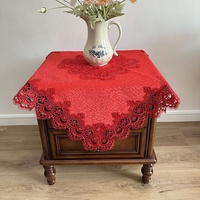 Nappe de table de thé de mariage rouge festive, chemin de table décoratif pour chambre de jeunes mariés, housse de table en polyester pour une ambiance festive