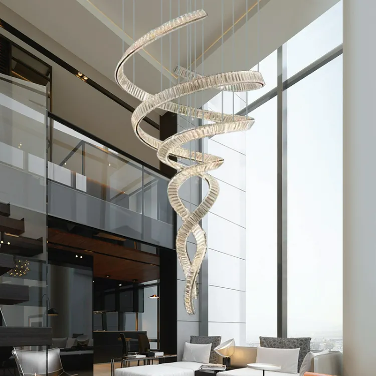 Nordic Modern Large Luxury Custom Oversized Led Crystal Chandelier crystal circle pendant light for hotel living room