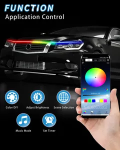 12V RGB Flexible Car Hood LED Strip Light 1.2m 1.5m 1.8m Car Hood LED Strip Decoration Atmosphere Lamp For Auto Engine Cover