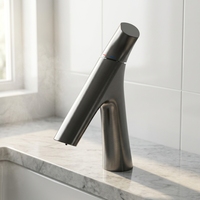 Robinet de lavabo moderne en laiton noir, monocommande, avec cartouche céramique, monotrou, à poser sur le plan, multi-catégories