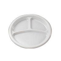 Vente en gros d'usine : Vaisselle jetable en PS de 14g, assiettes en plastique à trois compartiments pour mariage, plateau de fête en plastique, vaisselle écologique, assiettes en plastique pour mariage