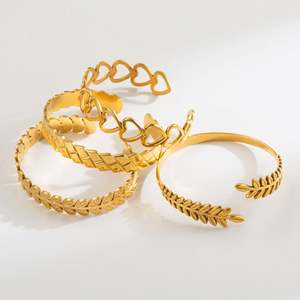 Pulsera de hoja de laurel romano griego de acero inoxidable para mujer, brazalete bohemio con orejas de trigo de Color dorado, joyería, regalo de San Valentín - Product Image 6