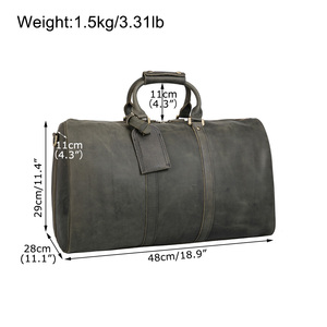 Oem ODM Custom Materials Logo Vintage Unisex Real <strong>Leather</strong> Gym Sport Bag Travel Bag Genuine <strong>Leather</strong> Overnight Bag Duffel <strong>Holdall</strong> - Product Image 2