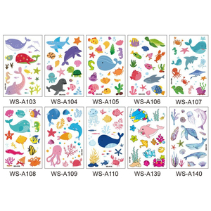 Tatuajes temporales para niños al por mayor-Diseños de animales del océano (<span class=keywords><strong>delfín</strong></span>, tiburón, ballena)-Pegatinas seguras impermeables de verano para fiestas - Product Image 3