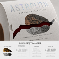 Étiquette en papier spécial texturé de qualité supérieure, personnalisée, imperméable, durable, écologique, pour vin et parfum, avec zone à gratter, gaufrée et feuille holographique