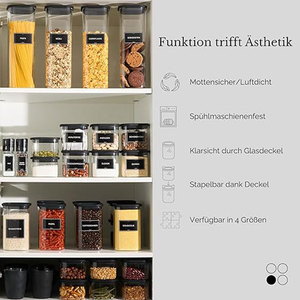 Recipientes Apilables de Vidrio Borosilicato para Almacenamiento de Alimentos, Frascos Herméticos de Cocina con Tapa Transparente para Pasta, <span class=keywords><strong>Cereales</strong></span>, Especias y Alimentos Secos - Product Image 3